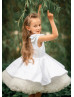 White Satin Tulle Ruffles Wedding Flower Girl Dress
